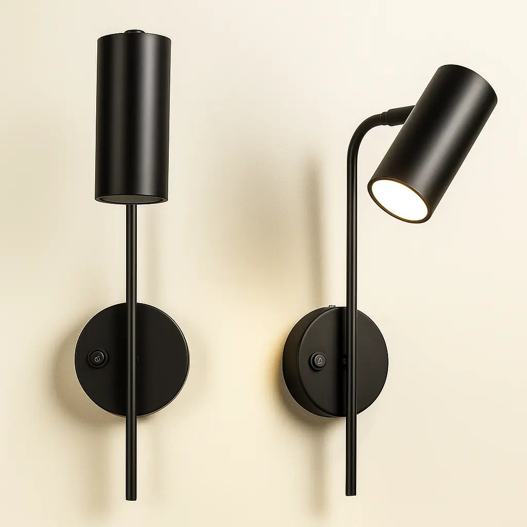 One sconce unlit, the other glows warmly—adjustable LED lighting for any mood.