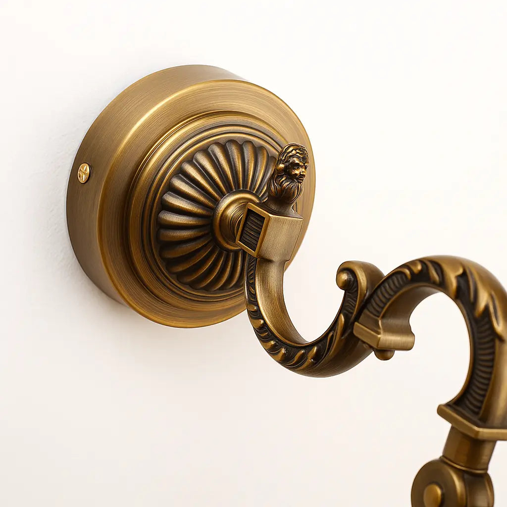 Retro brass gold wall LED sconce casts warm, elegant illumination for bathroom mirrors.