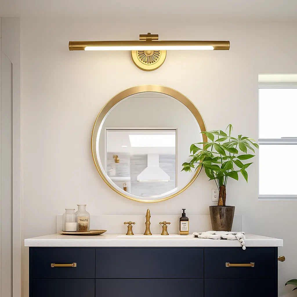 Elevate your bathroom with the ORLUNE HOME Retro Brass Gold Wall LED mirror light.