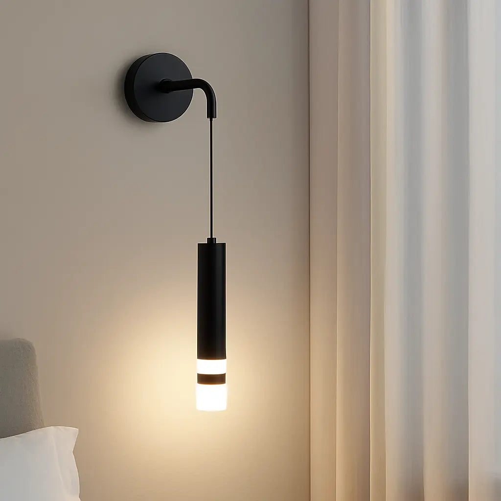 Warm, adjustable gold LED wall light adds modern style and soft illumination bedside.