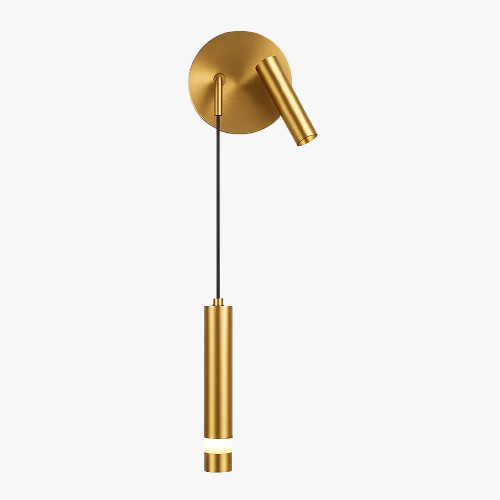 Adjustable LED wall light emits stylish, warm illumination with modern, minimalist gold design.